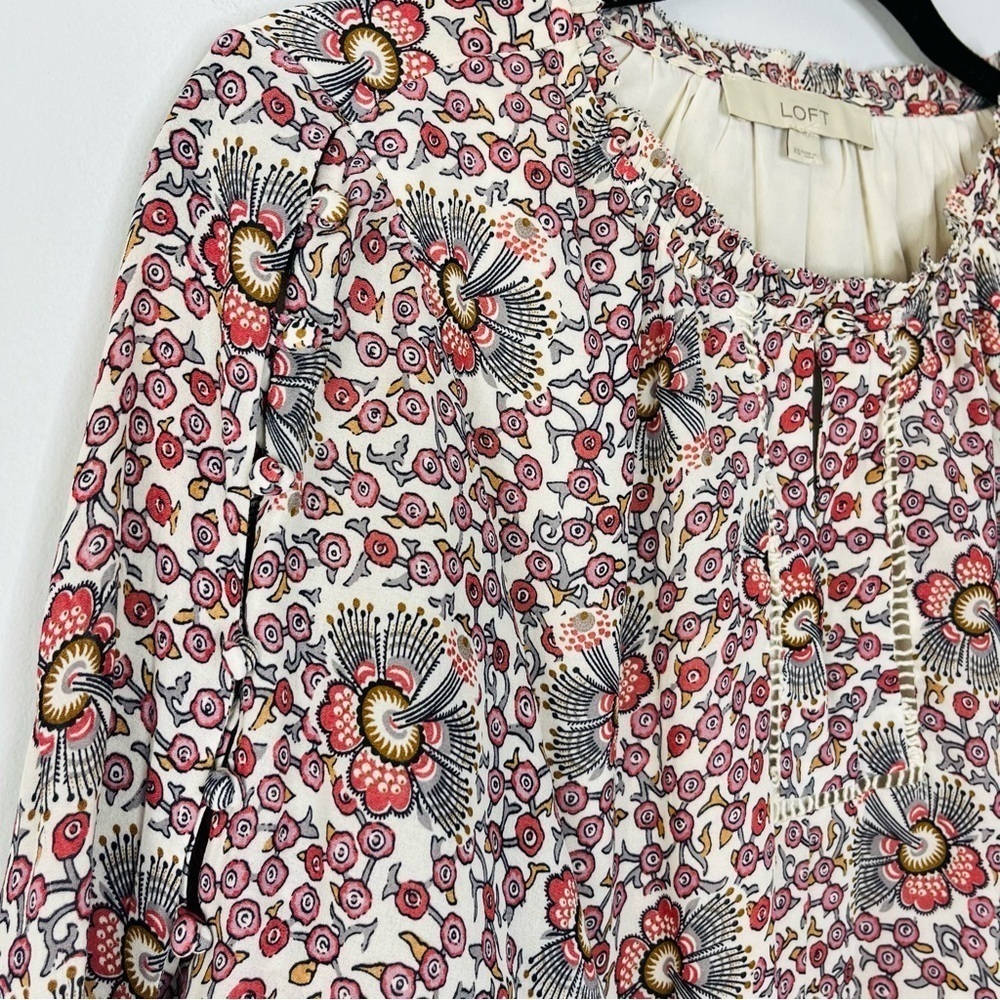 Loft Size Xs Chiffon Shift Flutter Sleeve Boho Mi… - image 3